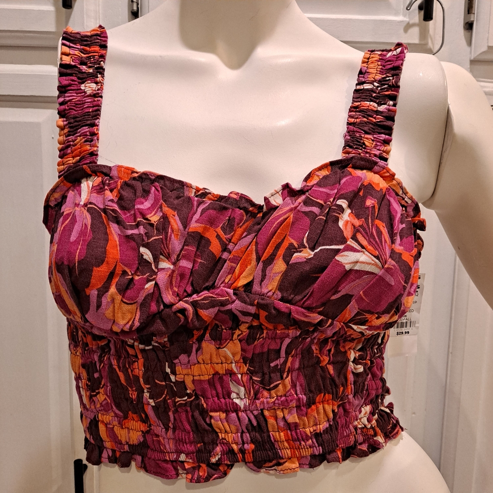 SO Pink and Orange Smocked Tank Top